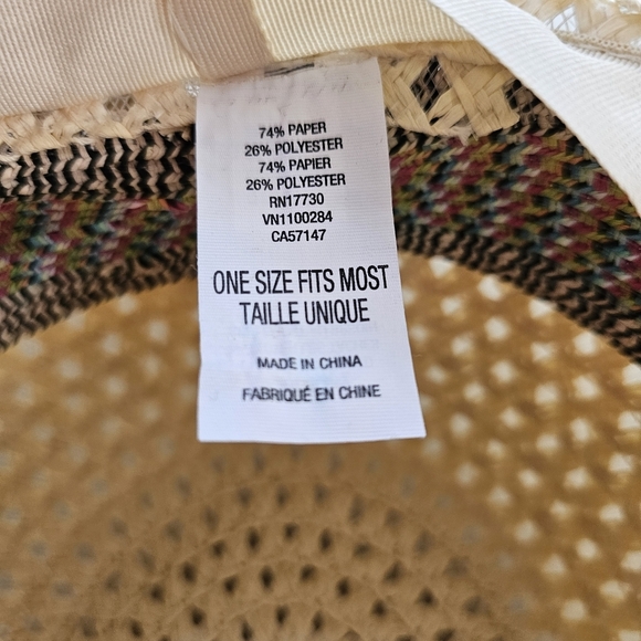 Elegant Target Beige Sun / Beach Paper Floppy Hat with Black Trim - Like New - Picture 6 of 6